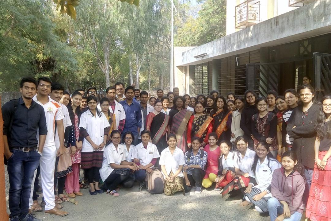 Students and faculty gathered together on campus